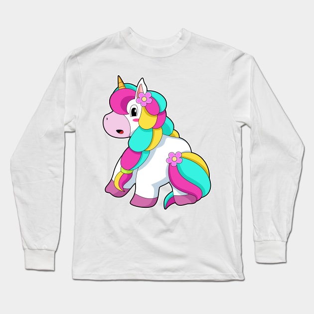 Unicorn Hair Braid Long Sleeve T-Shirt by Markus Schnabel